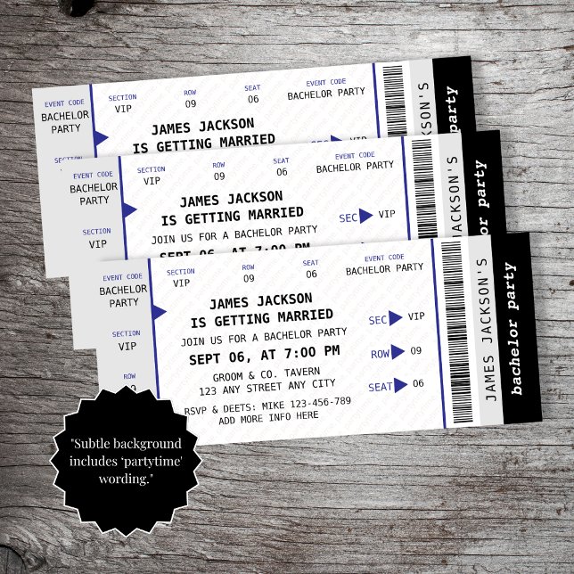 Roligt Consert Biljett Music Bachelor Party Inbjudningar (Fun Concert Ticket Music Bachelor Party Invitation)