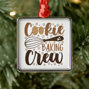 Roligt Cookie Baking Crew Design Julgransprydnad Metall