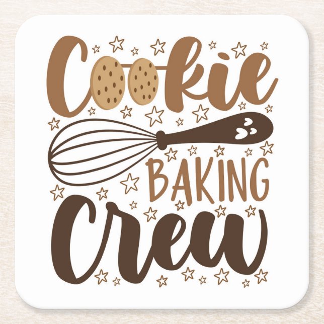 Roligt Cookie Baking Crew Design Underlägg Papper Kvadrat (Framsidan)