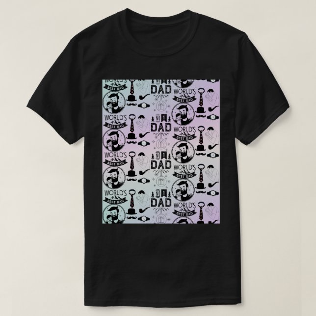 Roligt Coola bästa Pappa-Multifärgad Doodle Mönste T Shirt (Design framsida)