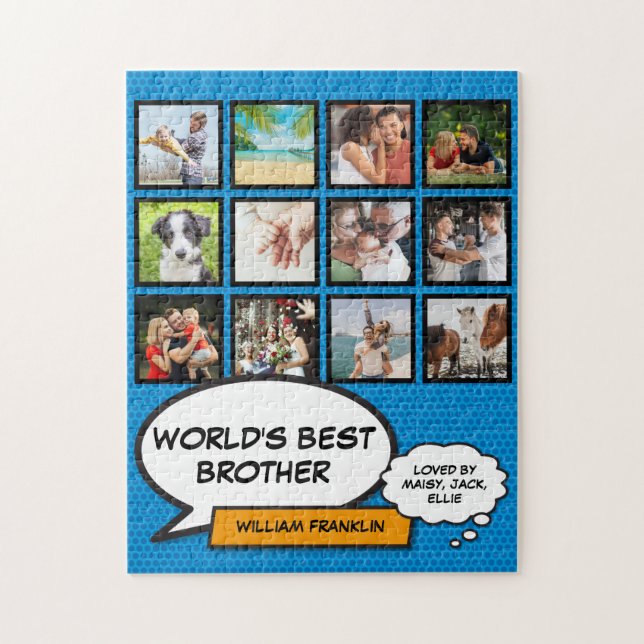 Roligt Coola Brother Photo Collage Blue Tecknad Bo Pussel (Vertikal)