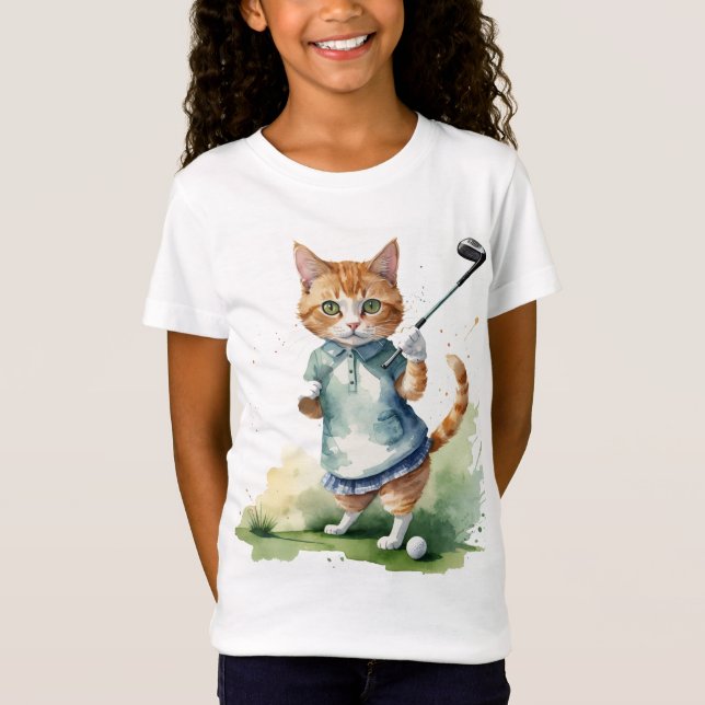 Roligt Coola Cat Golfer Golfing Animal Humor T Shirt (Framsida)