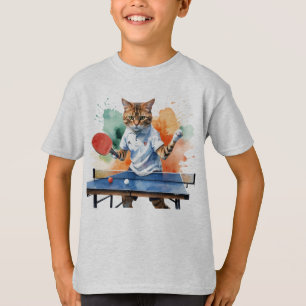 Roligt Coola Cat Spela Bord tennis Animal Humor T Shirt