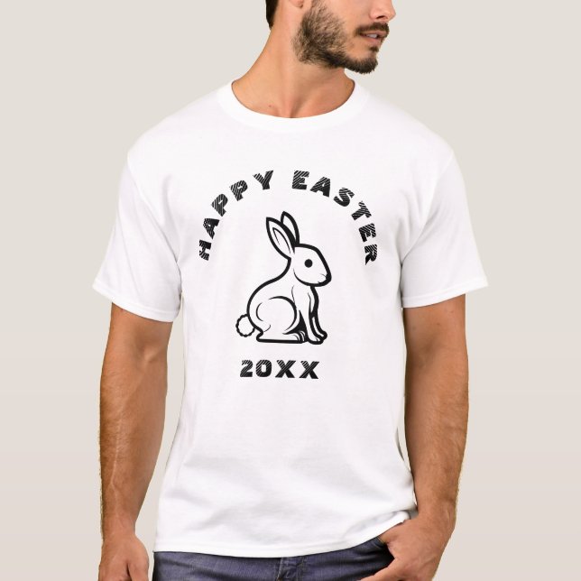 Roligt Coola Glad påsk Bunny Rabbit Black and Whit T Shirt (Framsida)