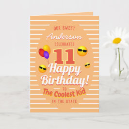 Roligt Coolest Kid Birthday Sol Emojis och Balloon Kort