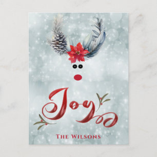 Roligt coolt nyckfullt julstjärna ren helg vykort