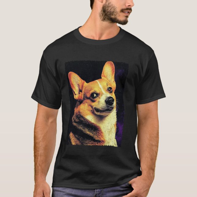 Roligt Corgi Ansikte Meme Hund T Shirt (Framsida)