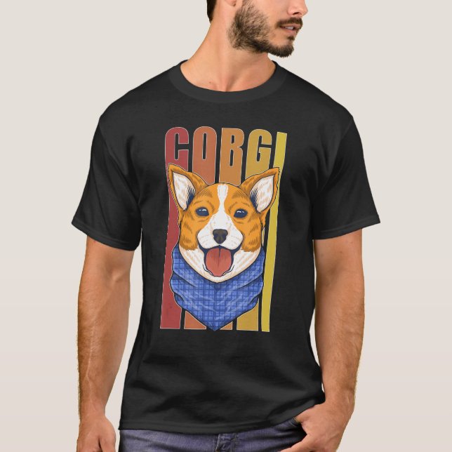 Roligt Corgi T Shirt (Framsida)