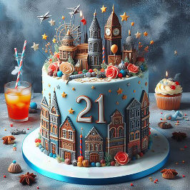 ROLIGT COSMOPOTAN 21:E BIRTHDAY CAKE KORT