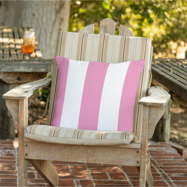 Roligt Cotton Candy Rosa Bold Mod Rand Mönster Kudde (Stol)