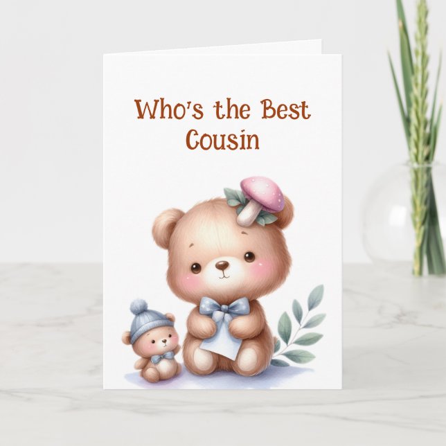 Roligt Cousin Birthday Cute Nalle Kort (Framsida)