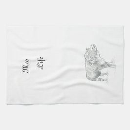 Roligt Cow Black and White Teckning |Mobil Life Kökshandduk