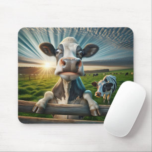 Roligt Cow på en gårdshållplats Musmatta