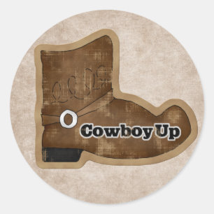 Roligt Cowboy Boot Sticker Runt Klistermärke