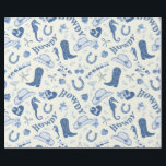 Roligt Cowgirl Bach Klubb Mönster Presentpapper<br><div class="desc">Mönster i blåvita toner med kust-/cowgirl-inslag (cowgirl boot,  hat,  hästskon,  häst,  stjärnor,  bows,  körsbär,  seahorse,  starfish,  snäcka,  howdy,  yehaw typography) som kust-/strand-party/event gift wrap for bachelorette,  möhippa,  födelsedagsfest,  studentfest osv.</div>