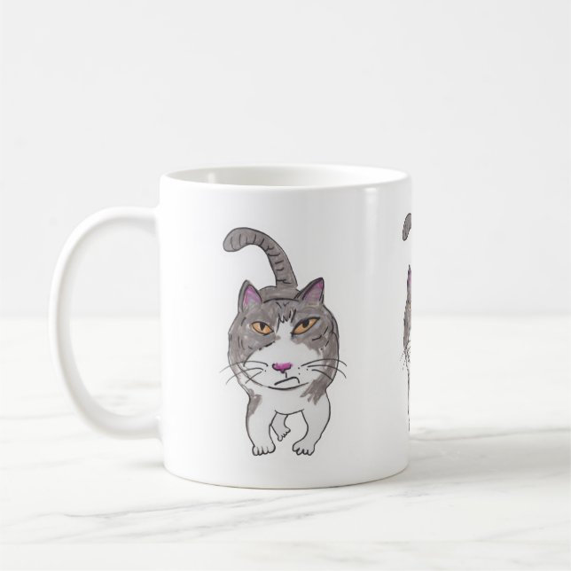 Roligt Crank Kattunge Pet Doodle Art Design Kaffemugg (Vänster)