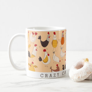 Roligt Crazy Chicken Dam Kaffemugg