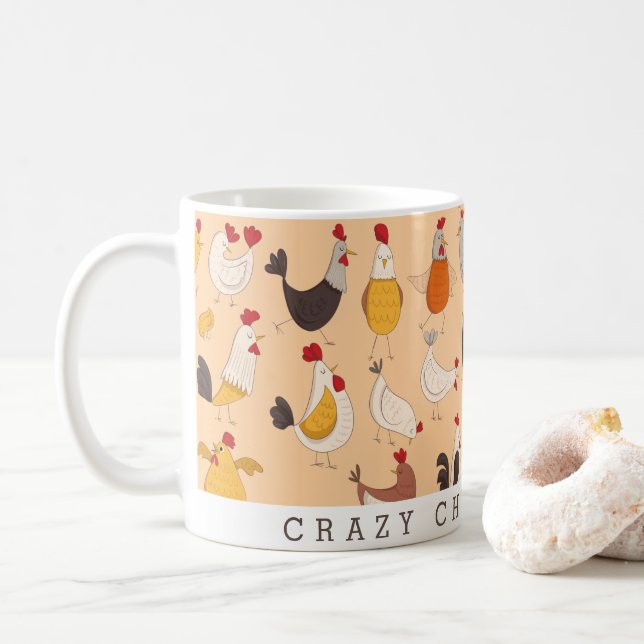 Roligt Crazy Chicken Dam Kaffemugg (Med munk)