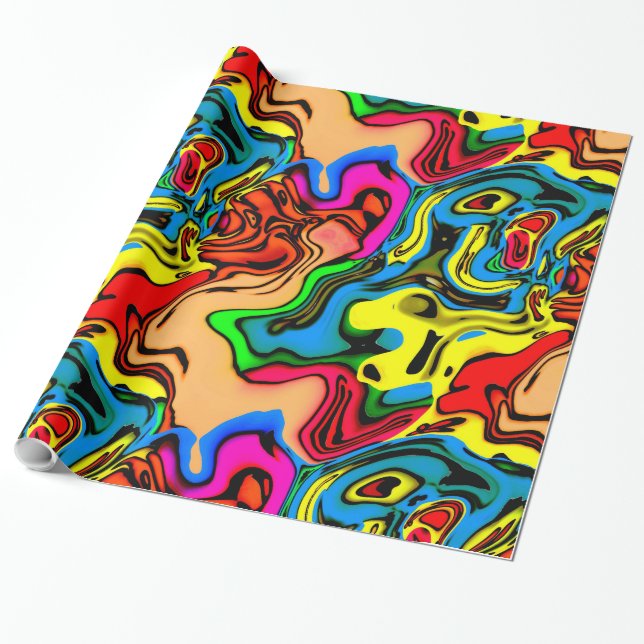 Roligt Crazy Färg Wrapping Papper Presentpapper (Utrullad)