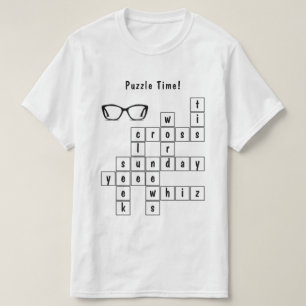 Roligt Crossword Puzzle Black and White T Shirt