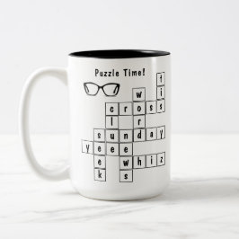 Roligt Crossword Puzzle Black and White Två-Tonad Mugg
