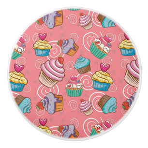 Roligt Cupkaka Design Ceramic Knob Knopp