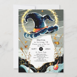 Roligt Customized Magic Wizard Birthday Inbjudningar