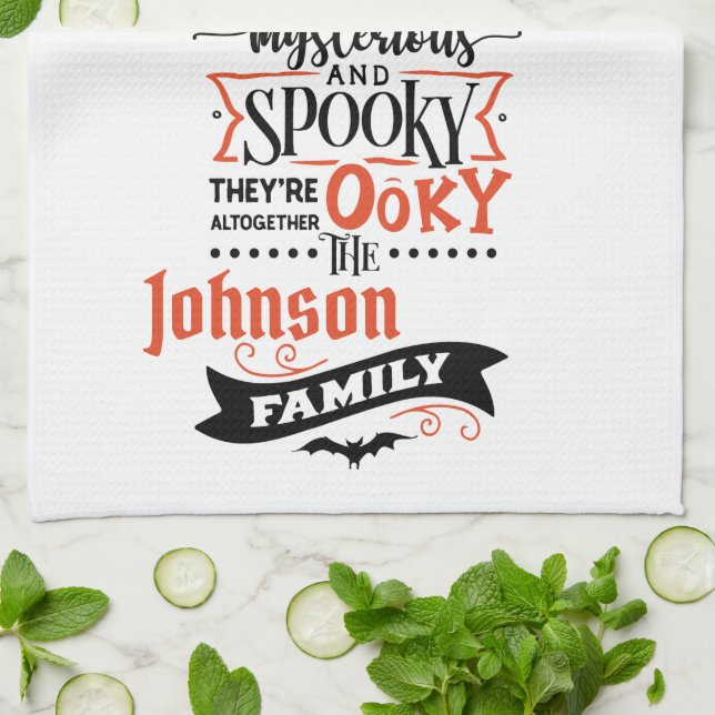 Roligt Cute Add Namn Spooky Halloween Kitchen Towe Kökshandduk (Vikta)