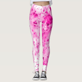Roligt, Cute, Artsy Shock rosa Paint Splatter Leggings