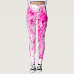 Roligt, Cute, Artsy Shock rosa Paint Splatter Leggings