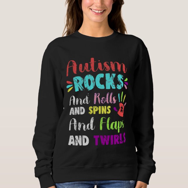 Roligt Cute Autism Sten Rolls Spins Flaps&amp Twir T Shirt (Framsida)