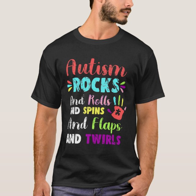Roligt Cute Autism Sten Rolls Spins Flaps&amp Twir T Shirt (Framsida)