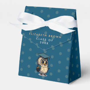 Roligt Cute Blue Grad Uggla Back to school Dots Te Presentaskar