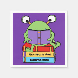 Roligt Cute Bok Loving Alien Pappersservett