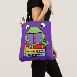 Roligt Cute Bok Loving Alien Tygkasse