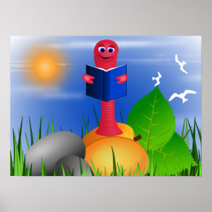 Roligt Cute Bok Mask-bokmask Poster Skriv ut