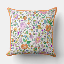 Roligt Cute Botanical Colorful Blommigt Monogram Kudde