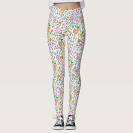 Roligt Cute Botaniskt färgat Blommönster Leggings