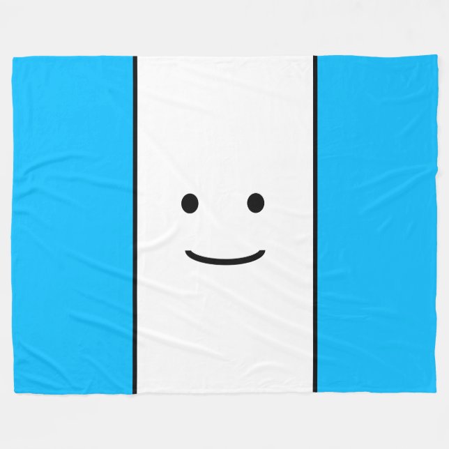 Roligt Cute Bright Himmel Blue White Smily Ansikte Fleecefilt (Framsidan (Horisontell))