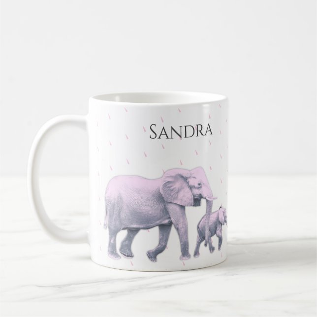 Roligt Cute d Rosa Elephants Modern Kaffemugg (Vänster)