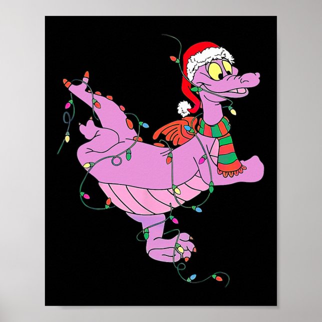 Roligt Cute Dragon Figment Ljus jul Poster (Framsidan)