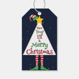 Roligt Cute Festive "have your Elf a God jul" Presentetikett