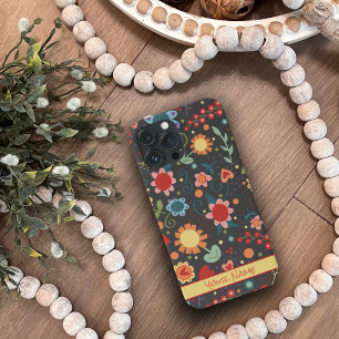 Roligt Cute Flowers Whimsical Black Inspirife Fodr