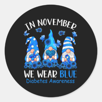 Roligt Cute Gnomes Bära Blue för Typ1-diabetes Med Runt Klistermärke