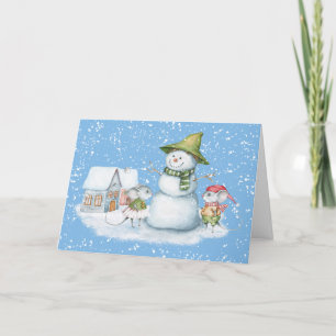 Roligt Cute God jul Snö Helgdag Card Helgkort