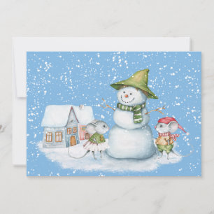 Roligt Cute God jul Snö Helgdag-kort Julkort