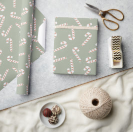 Roligt Cute Grönt Pastel Candy cane jul Presentpapper