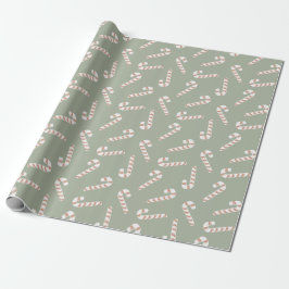 Roligt Cute Grönt Pastel Candy cane jul Presentpapper