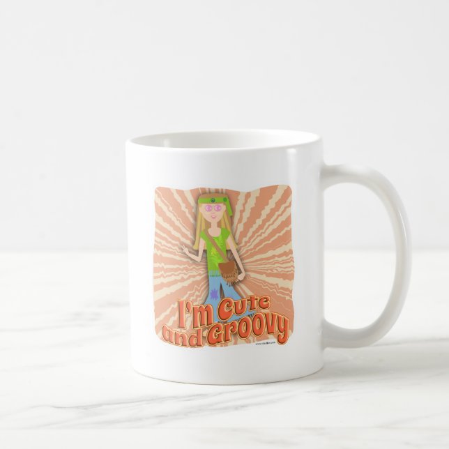 Roligt Cute Groovy Hippie Girl Vibes Design Kaffemugg (Höger)