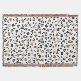 Roligt Cute-Hundraser med benen och Tass avtryck Filt